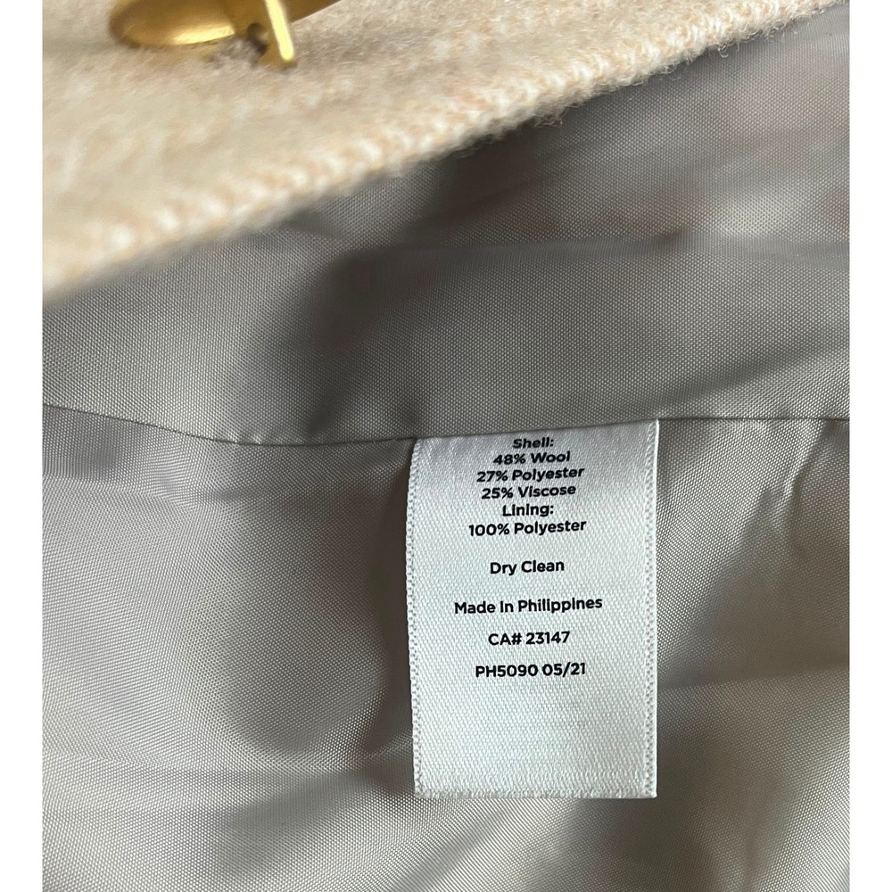 Talbots Womens Tan Herringbone Wool Blend Blazer Gold Button Jacket Size 8 - Picture 9 of 10